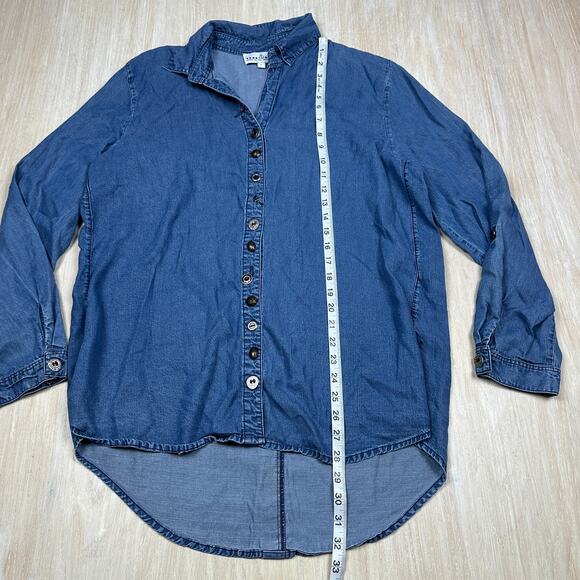 Neon Buddha Button Down Long Sleeve Chambray Denim Classic Casual Shirt Large - Picture 13 of 16